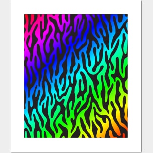 Psychedelic Black Tiger Design Posters and Art